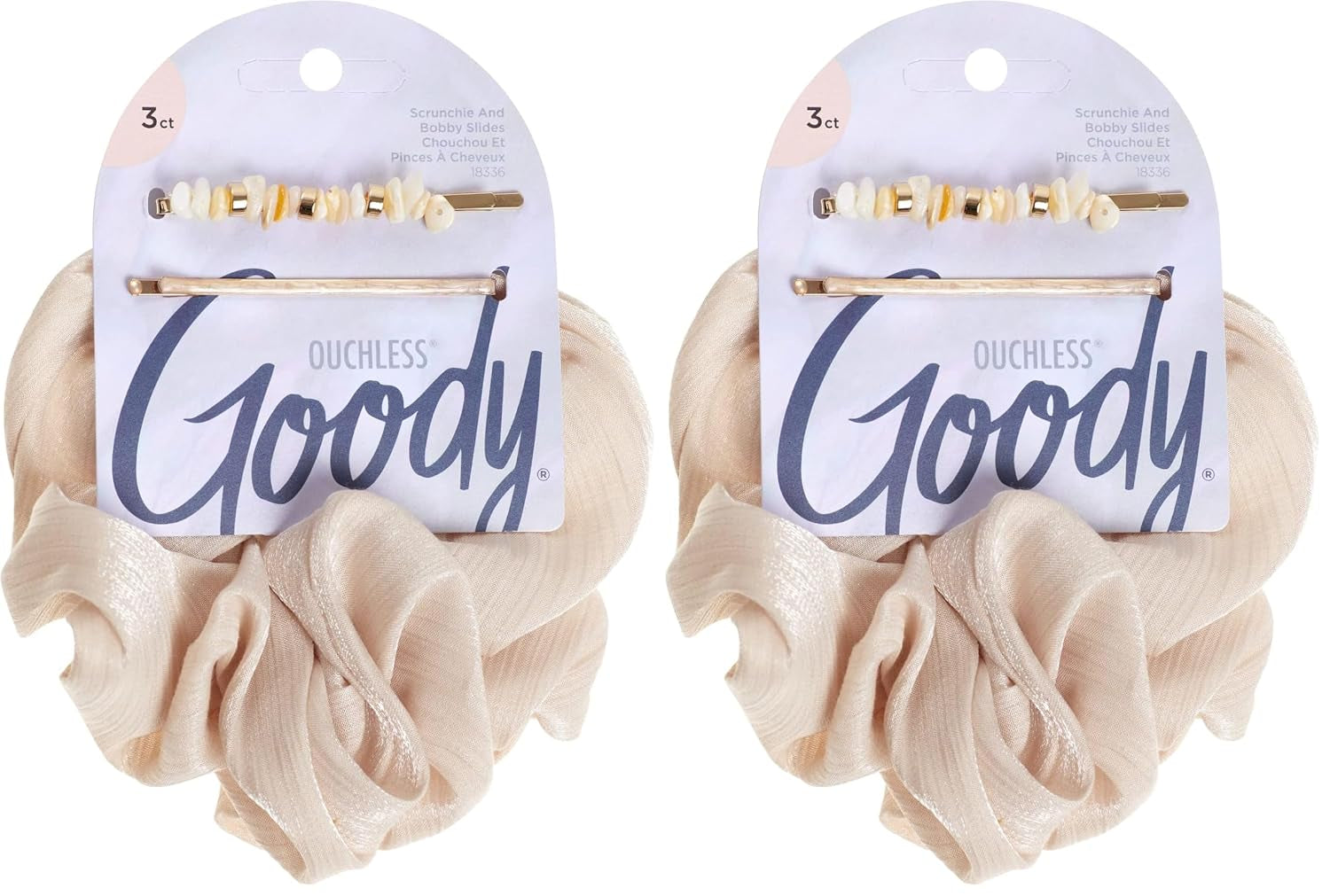 Goody XL Scrunchie and Bobby Slides Bundle - 3 Count, Winter Solstice Collection - Ouchless Accessories for All Hair Types - Style with Ease & Keep Hair Secured - Men, Women, Boys & Girls