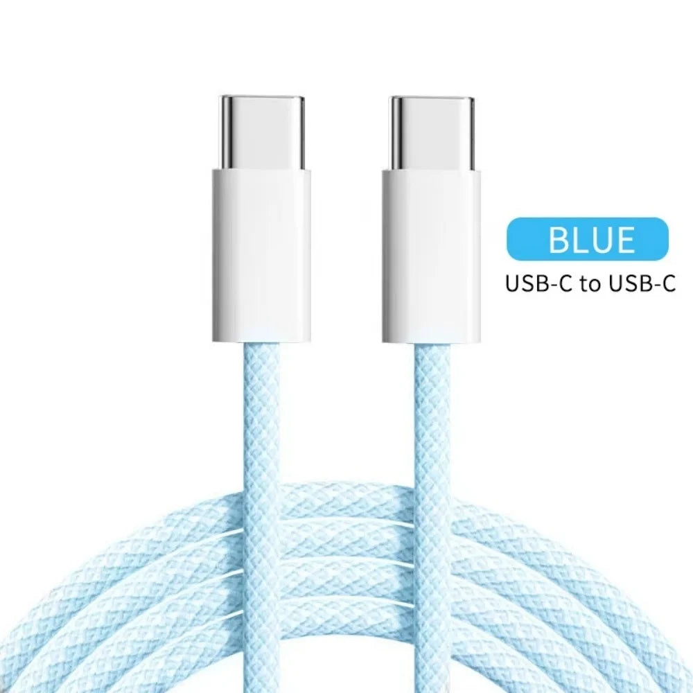 60W Nylon Braided USB C Cable for Iphone 16 15 Pro Max Xiaomi Huawei Samsung Oppo Fast Charging Cable Charger Wire Cord