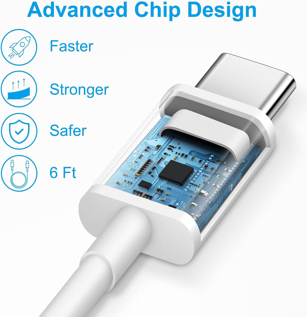 Iphone 17 16 15 Charger Fast Charging 6FT - 20W USB C Charger Block with 6FT Type C to C Cable Compatible with Iphone 17/17 Pro/17 Pro Max/Air/16/16E/15, Ipad Pro, Ipad Air (White)