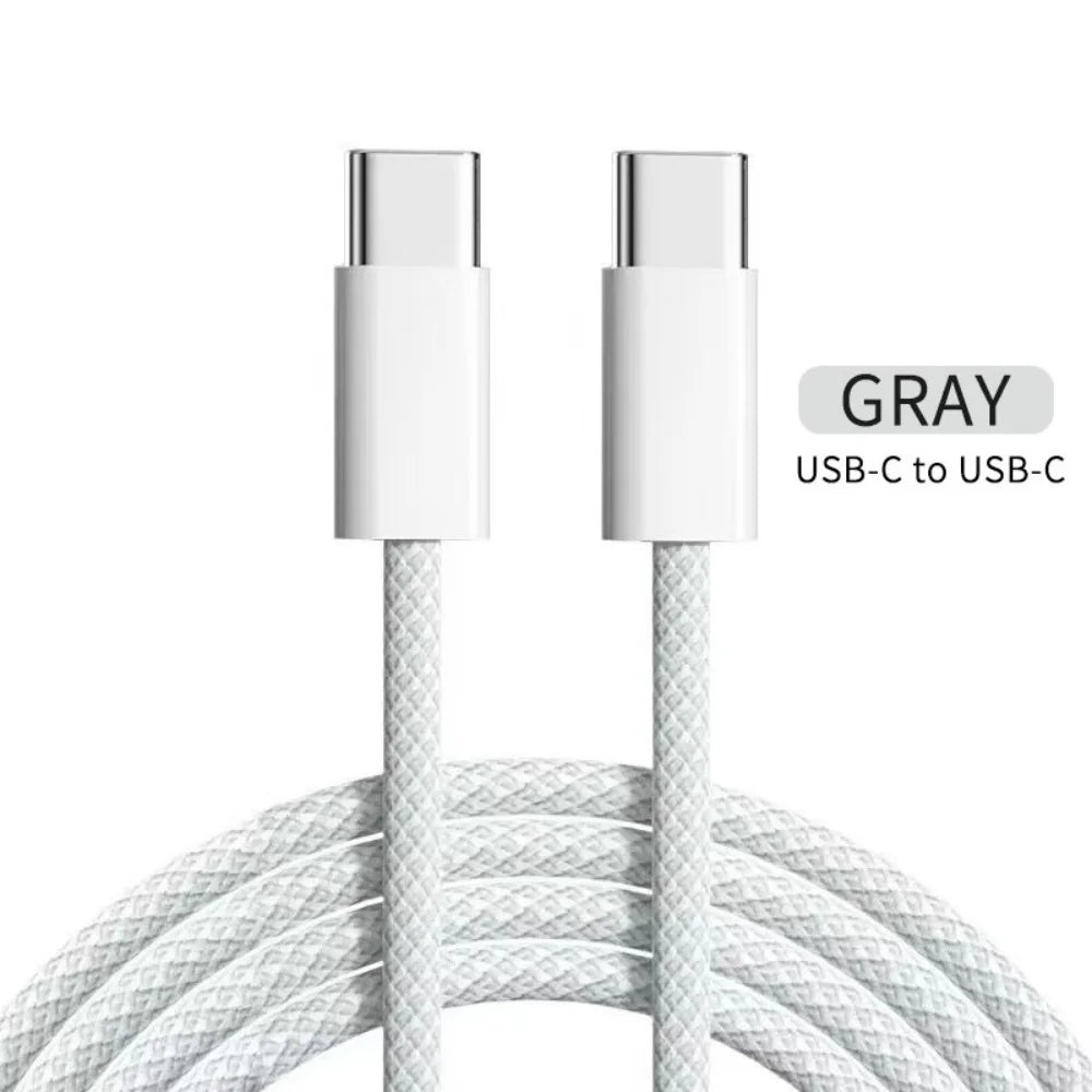 60W Nylon Braided USB C Cable for Iphone 16 15 Pro Max Xiaomi Huawei Samsung Oppo Fast Charging Cable Charger Wire Cord