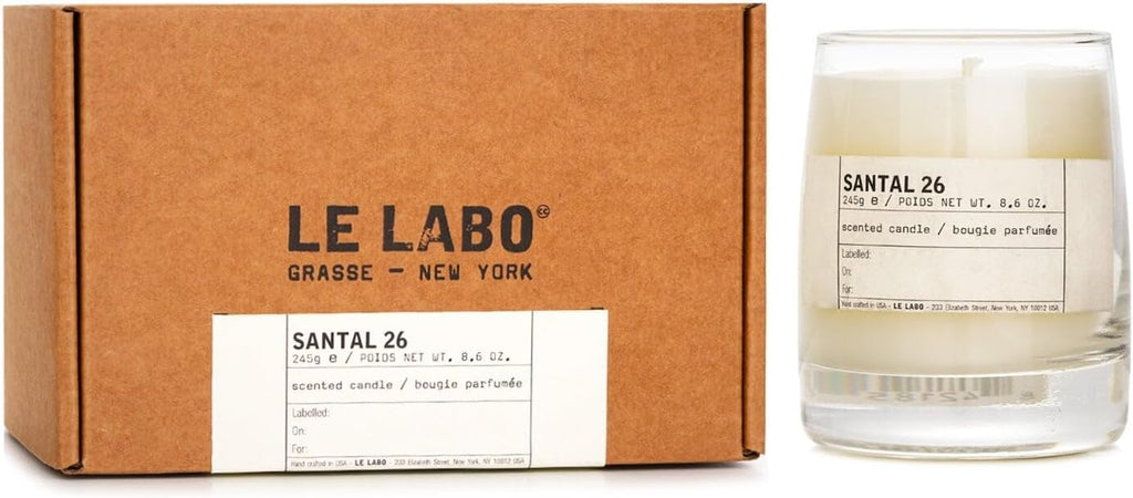 LE LABO Santal 26 Scented Candle 245 Grams 8.6 Ounce Glass Jar Boxed Made in USA, Cream