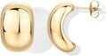 PAVOI Waterproof Hoop Earrings for Women - 14K Gold Plated Chunky, Dome, Square, Twisted Huggie Hoops - Stainless Steel Gold Earrings Bold Jewelry