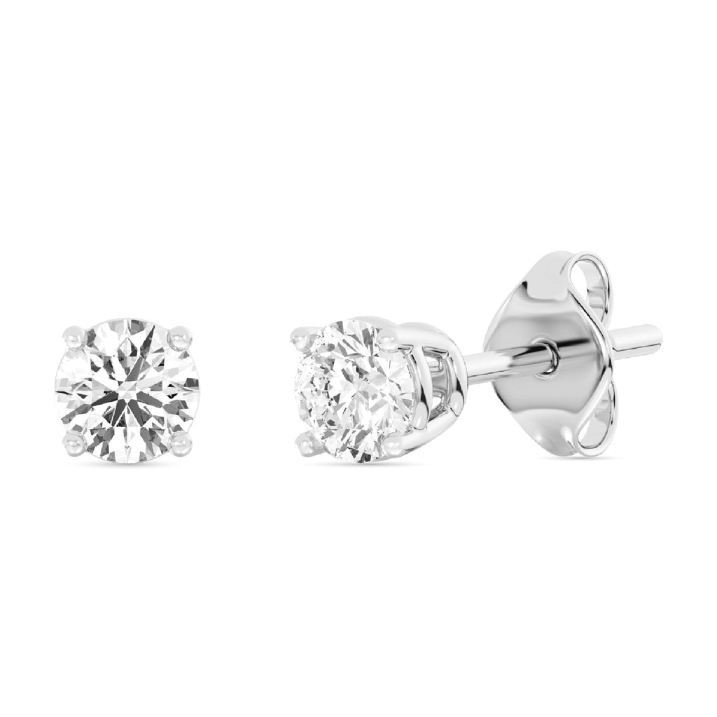 Gilded 1/4 CTW Lab-Grown Diamond Stud Earrings for Women & Men, round Cut 925 Sterling Silver, Hypoallergenic Jewelry - SI1 Clarity F Color
