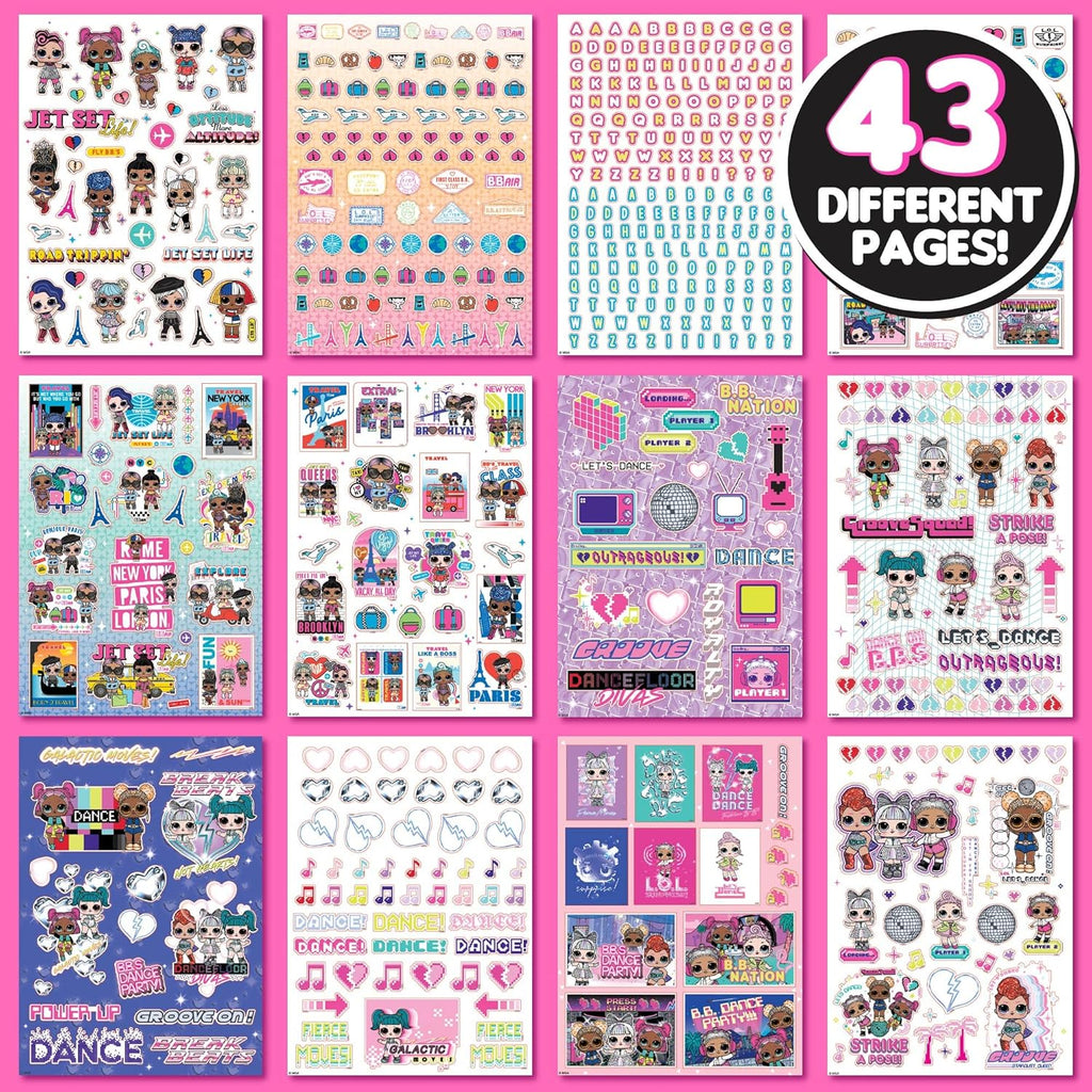 Horizon Group USA Sticker Book with Large and Small Sizes, Kids Stationary for Water Bottle, Notebooks, and Party Favors, 1500+, L.O.L. Surprise!