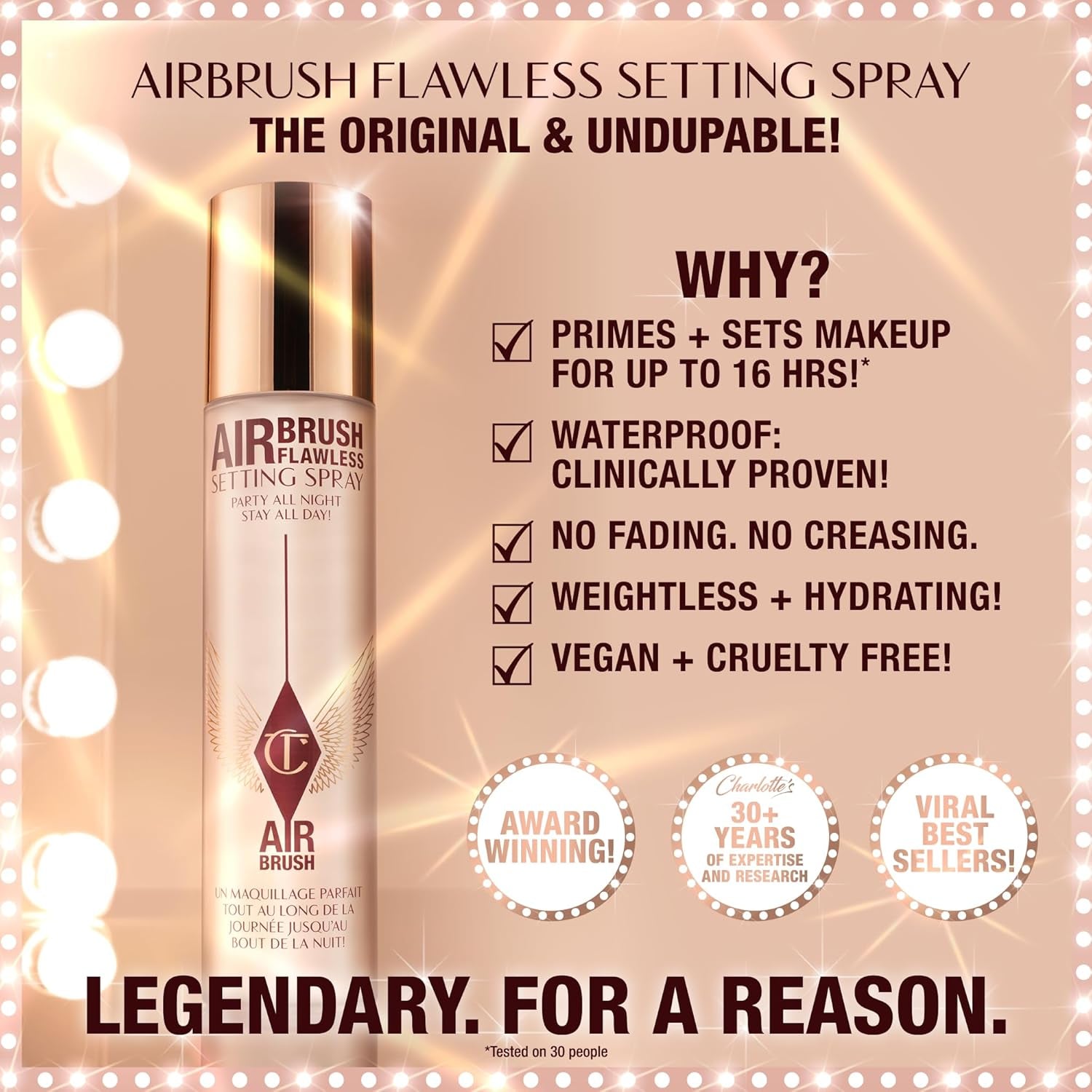 Charlotte Tilbury Holiday Kit - Airbrush Flawless Setting Spray + Airbrush Flawless Finish + Icon Baby Lip Duo - Hydrating Mist & Pressed Setting Powder Kit with Pink Lipstick Gloss Set