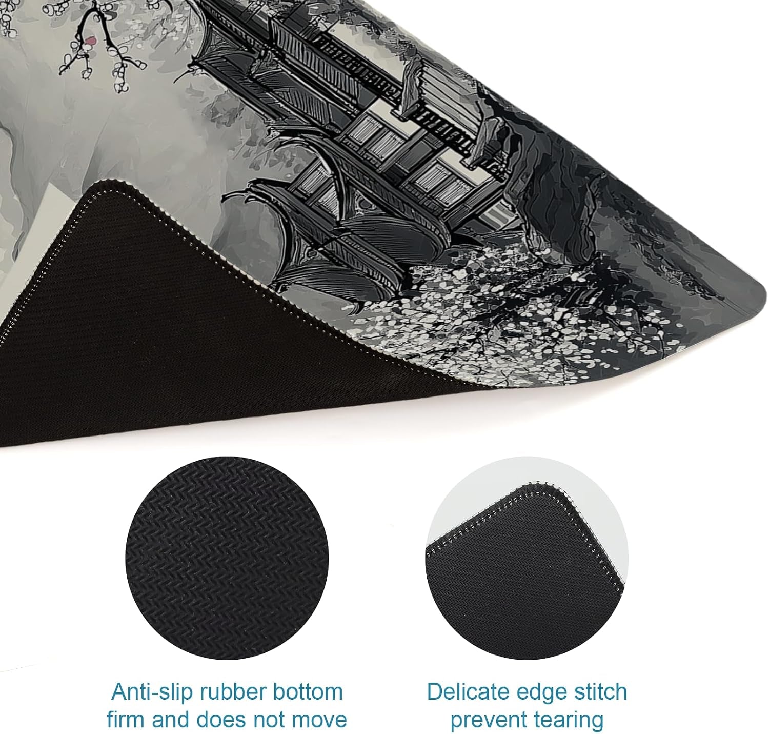 Large Mouse Pad for Desk, Gaming Mousepad XL Extended, Japanese Desk Mat Non-Slip Rubber Base, Big Computer Keyboard Mat Protector for Home&Office, 31.5X11.8In, Cherry Blossom