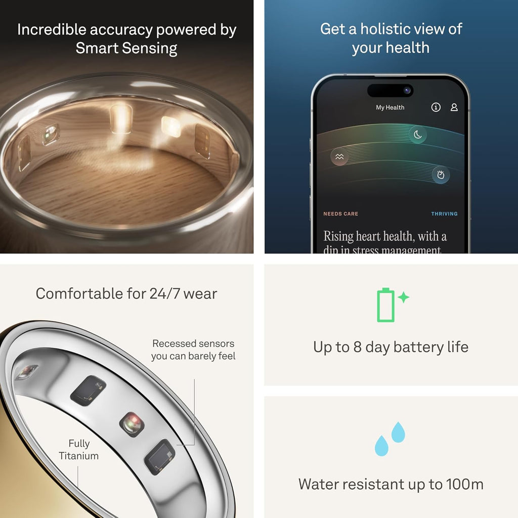 Oura Ring 4 - Gold - Size 7 - Sleep, Activity, Women’S Health, AI Advisor, up to 8 Days of Battery Life, Size before You Buy, Android & Ios Compatible