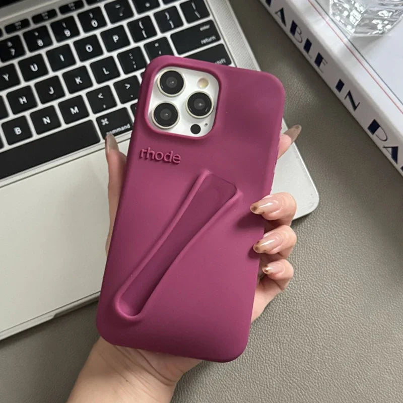 For Iphone 16 12 13 14 15 11 Pro Max plus 17 Fashion  Phone Case Gray Toast Espresso Ribbon Lip Gloss Holder Silicone Cover