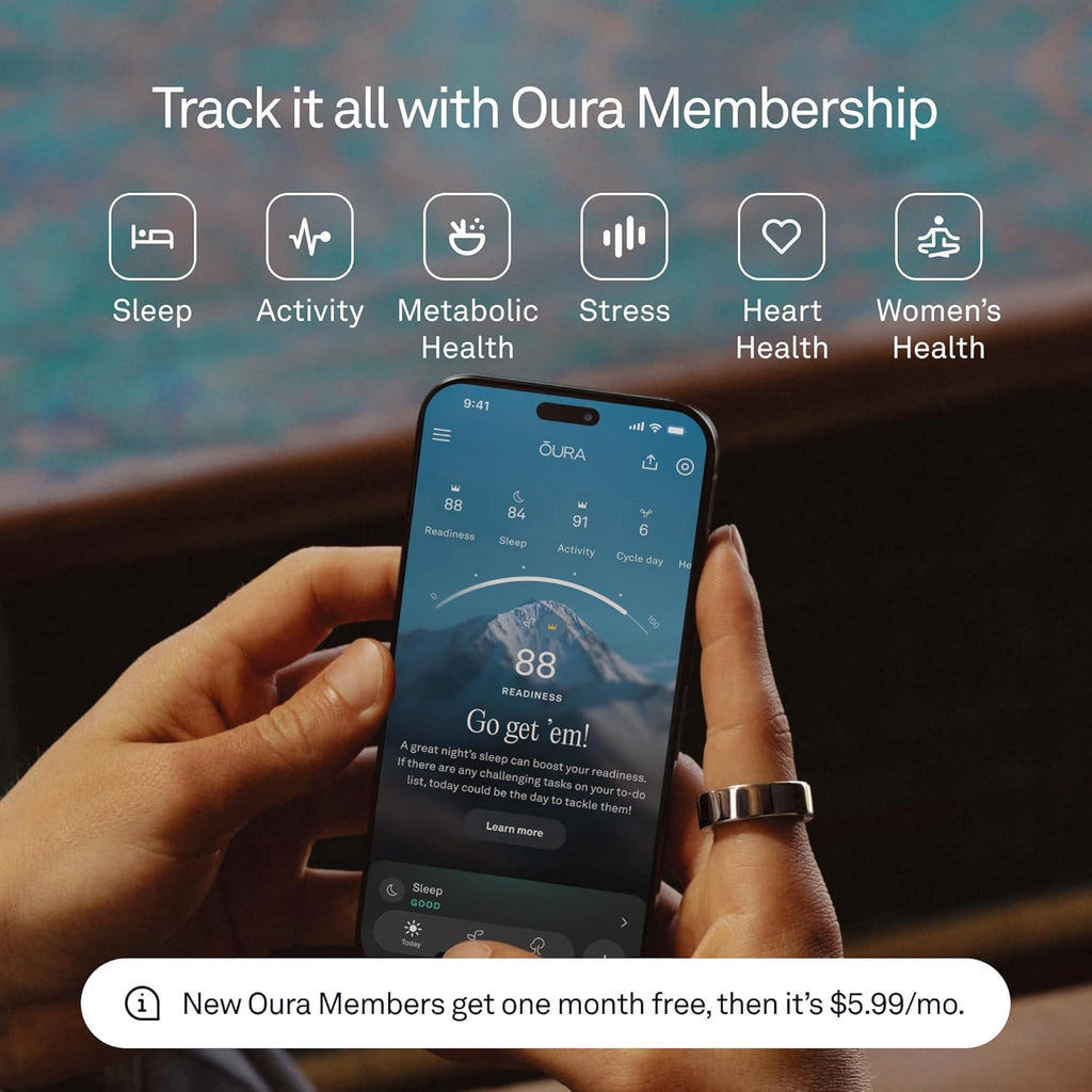 Oura Ring 4 - Gold - Size 7 - Sleep, Activity, Women’S Health, AI Advisor, up to 8 Days of Battery Life, Size before You Buy, Android & Ios Compatible