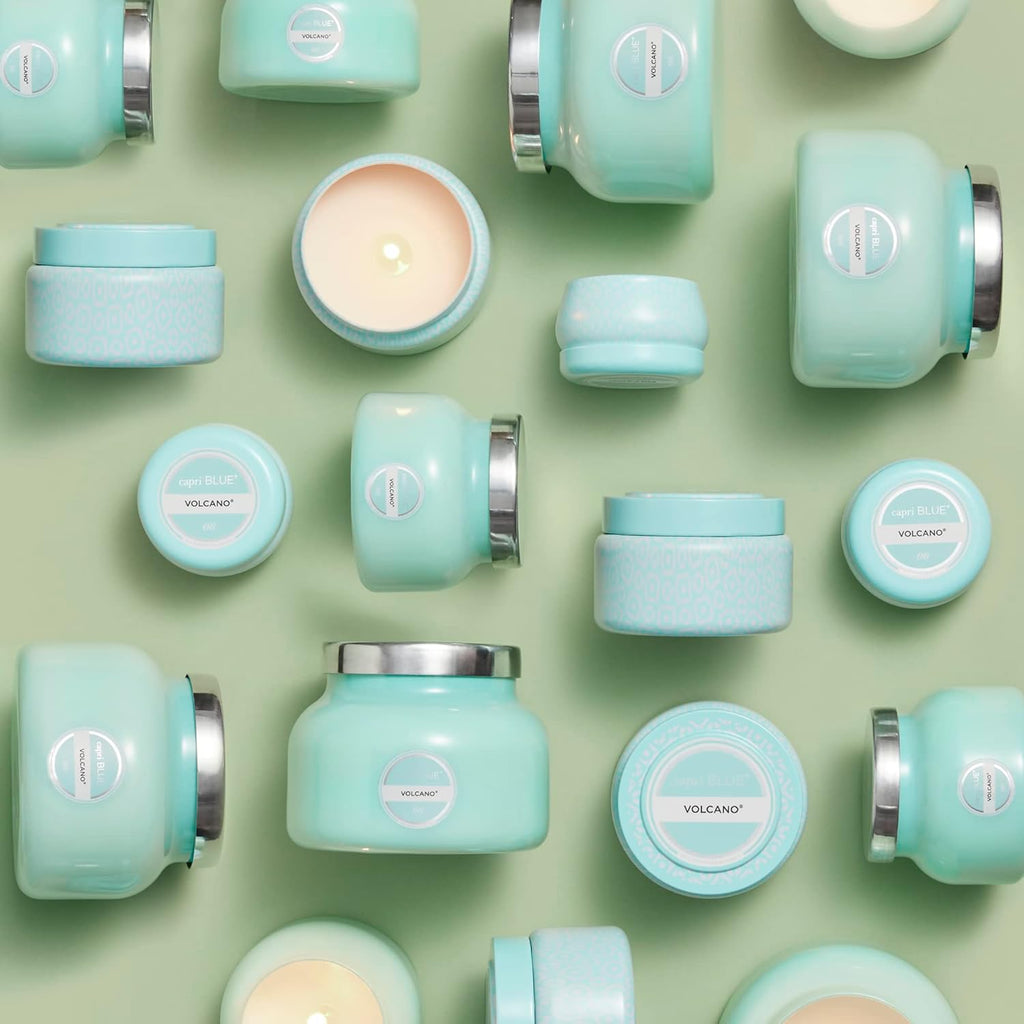 Capri Blue Volcano Scented Candles - Luxury Glass Jar Candles for Home Scented with Tropical Fruit & Sugared Citrus - Soy Wax Blend - Capri Blue Volcano - Aqua Color (8 Oz)