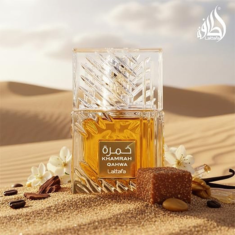Lattafa Khamrah Qahwa - Vanilla, Warm Spicy, Cinnamon, Sweet - Eau De Parfum Long-Lasting Fragrance for Unisex, 3.40 Ounce / 100 Ml