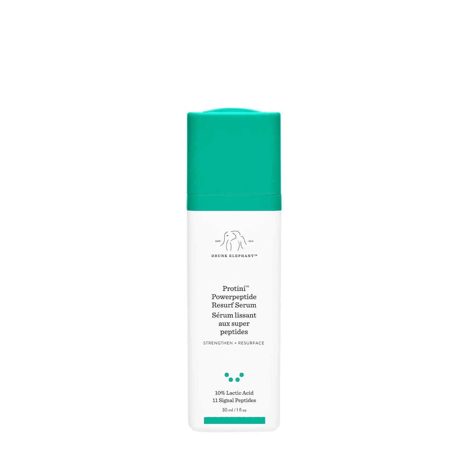 Drunk Elephant Protini Powerpeptide Resurf Serum - 30 Ml/1 Fl Oz - Exfoliating Lactic Acid AHA Serum - Clean Clinical Skincare - Cruelty-Free - Free of Essential Oils, Silicones, and Fragrance