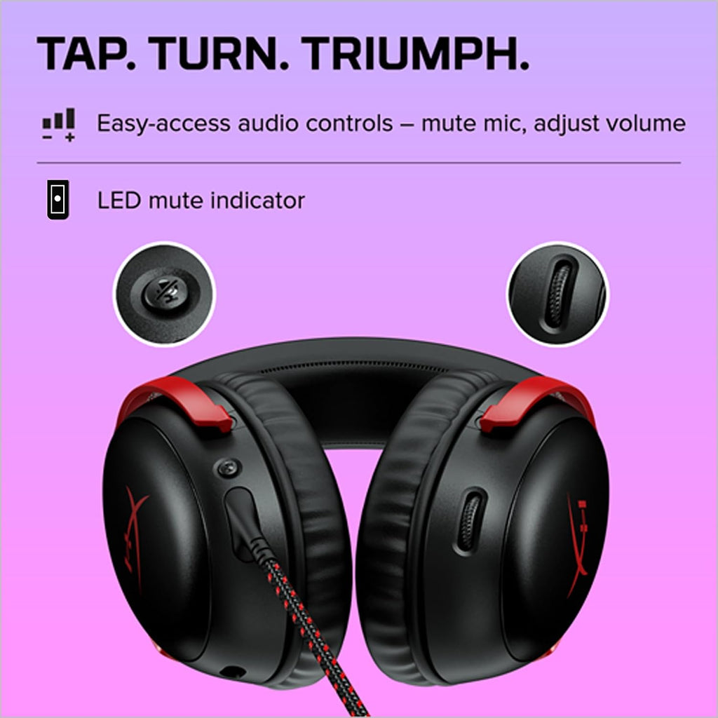 Hyperx Cloud III – Wired Gaming Headset,Pc,Ps5,Xbox Series X|S,Angled 53Mm Drivers,Dts Spatial Audio,Memory Foam,Durable Frame,Ultra-Clear 10Mm Mic,Usb-C,Usb-A,3.5Mm – Black/Red,(Pack of 10)