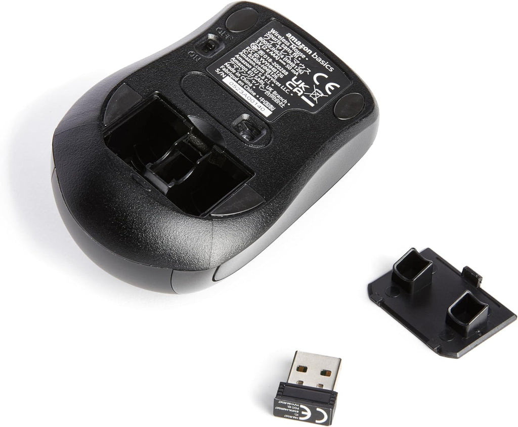 Amazon Basics 2.4 Ghz Wireless Optical Computer Mouse with USB Nano Receiver, Portable, No Wires, Smooth Tracking, Multi-Device Compatibility, Black