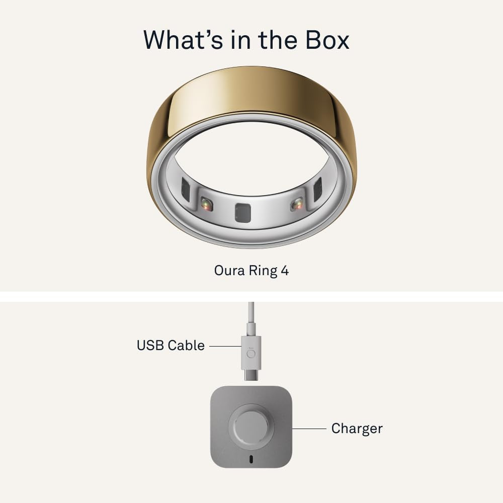 Oura Ring 4 - Gold - Size 7 - Sleep, Activity, Women’S Health, AI Advisor, up to 8 Days of Battery Life, Size before You Buy, Android & Ios Compatible