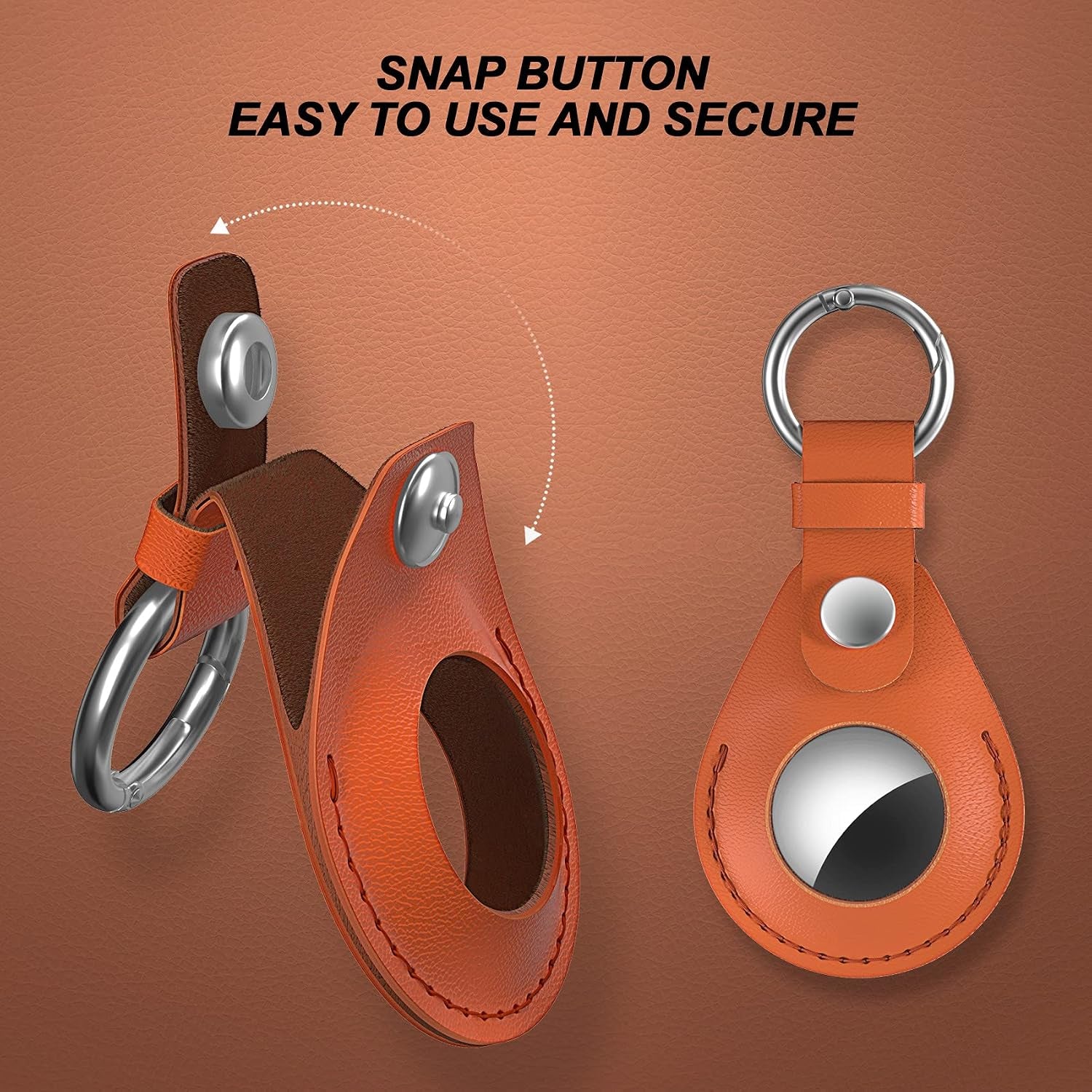 Genuine Leather Case for Apple Airtag Tracker, 4 Pack Protective Cover for Airtag Keychain Anti-Lost Airtag Secure Holder Anti-Scratch Airtag Case Cover for Airtag 2021 Key Ring Pets Keys Bag Finder
