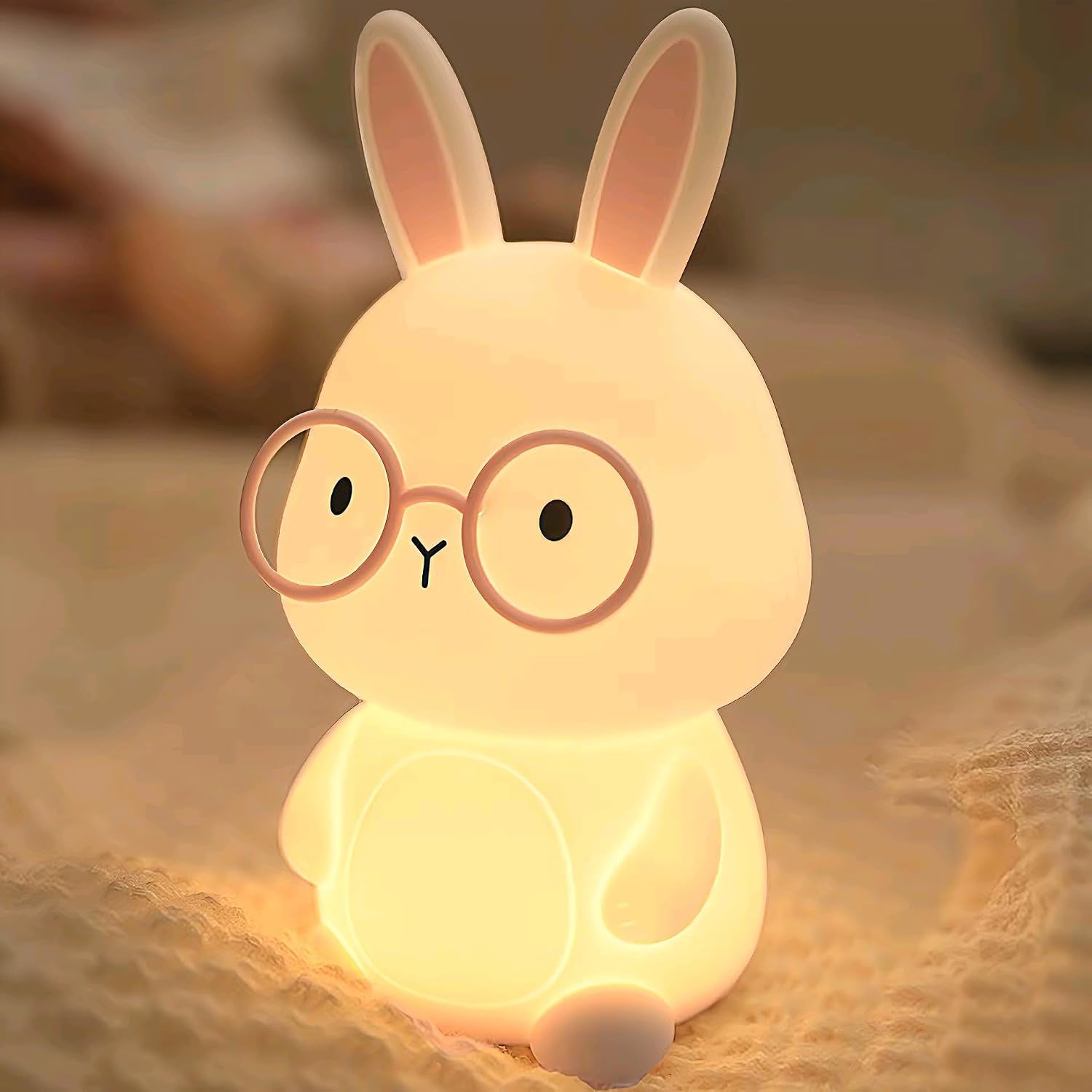 FAMIDUO Bunny Night Light for Kids, Rechargeable Silicone Touch Rabbit Lamp
