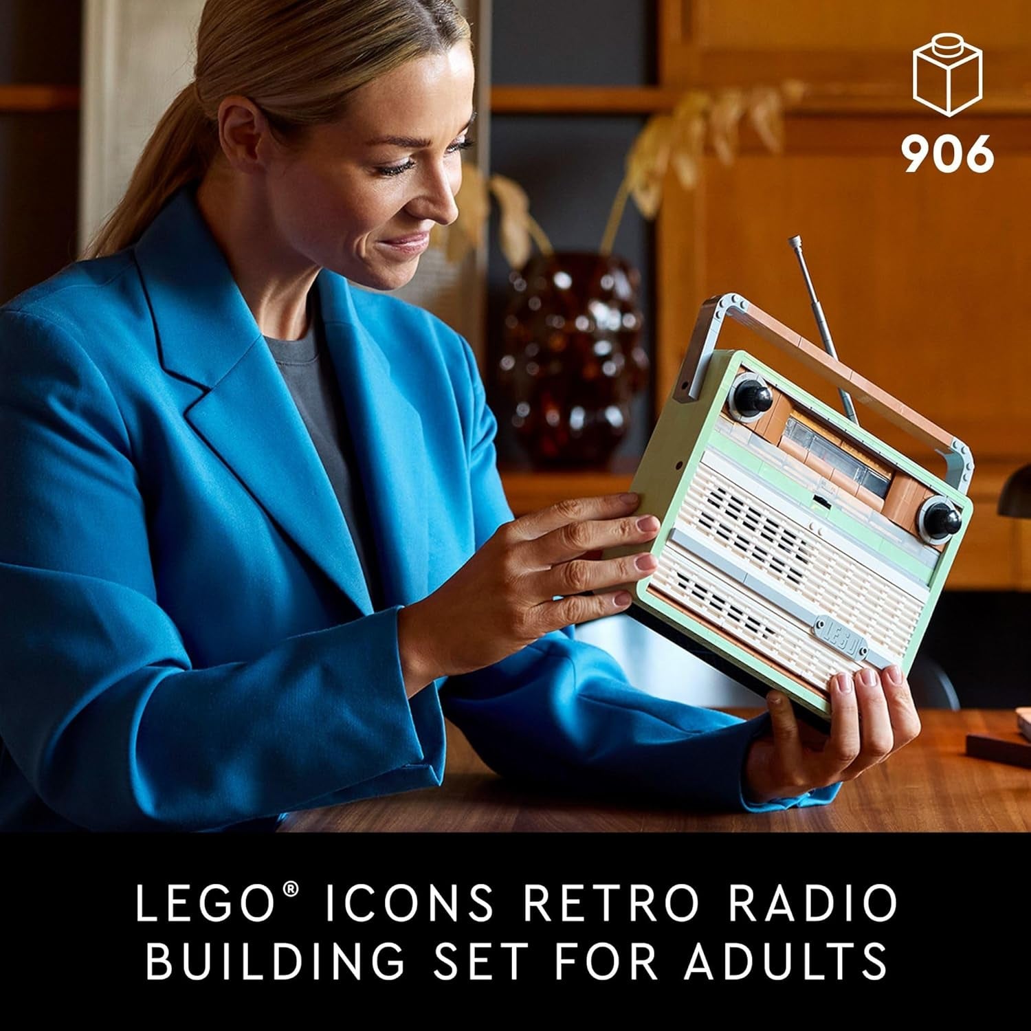 LEGO Icons Retro Radio Building Set for Adults - Home Decor for Bedroom or Desk with Vintage Aesthetic, Sound Effects, & Smart Phone Integration - Birthday Gifts for Men & Women - 10334