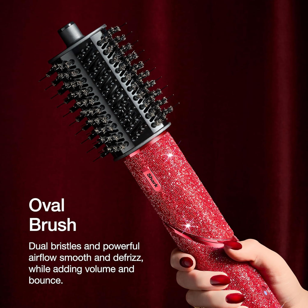 Shark Flexstyle Air Styling & Drying System | Powerful Hair Dryer & Multi-Styler | with Auto-Wrap Curlers, Diffuser, Oval & Paddle Brush, Concentrator Attachment | Red Sparkle | HD442JR