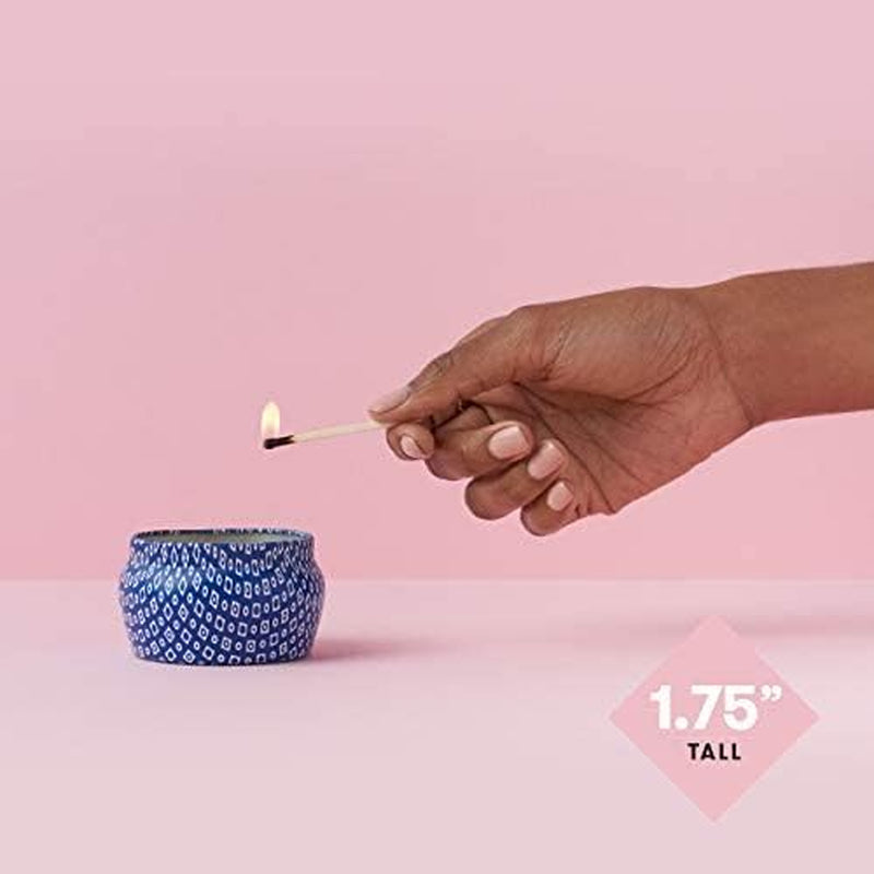 Capri Blue Volcano Scented Mini Tin Jar Candle - Luxury Candles for Home Scented with Tropical Fruit & Sugared Citrus - Soy Candle Wax Blend (Blue, 3 Oz)