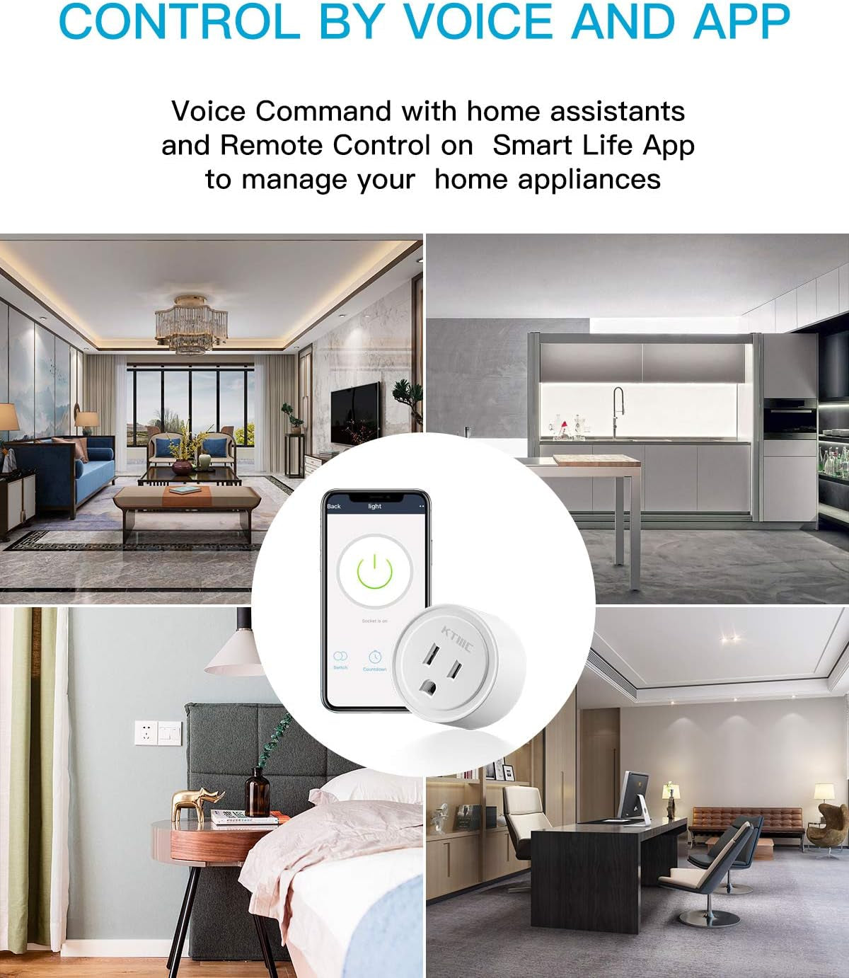 KTMC Smart Plug 4 Pack, Alexa & Google Home Compatible, No Hub Required, Remote Control, ETL Certified