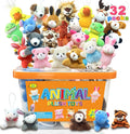 32Pcs Mini Plush Animals Toy Set Assortment Easter Christmas Bulk Stuffed Keychain Party Favors for Kids Small Animals Decorations Toys Carnival Prizes Birthday Goodie Bag Fillers