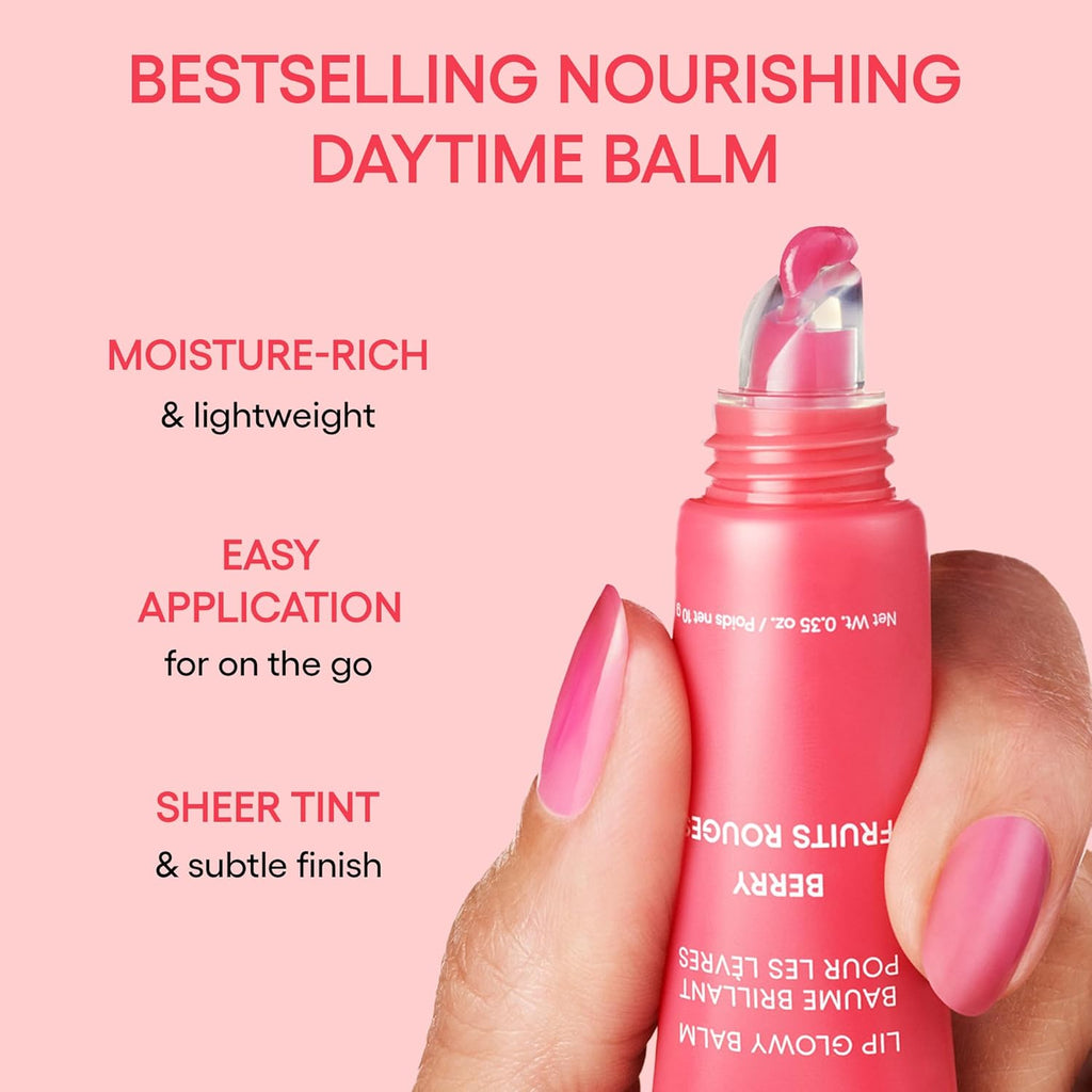 LANEIGE Lip Glowy Balm: Sheer Tinted Lip Treatment Balm Tube with Shea & Murumuru Butters for Hydrating, Moisturizing, Glossy, Non-Sticky Shine, Berry | Korean Skin Care