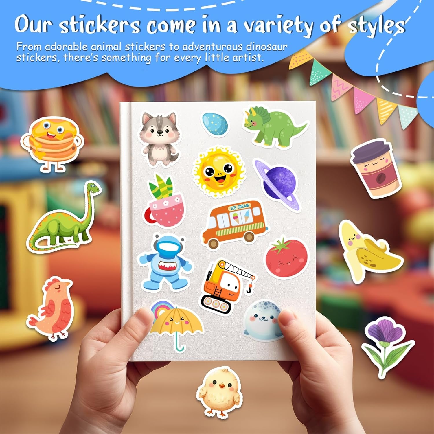 800 Stickers for Kids, Cute Stickers for Kids Classroom, Including Dinosaur,Animal, Fruits,Ocean,Space,Cats and More,Scrapbooking for Toddlers 2-4 Years