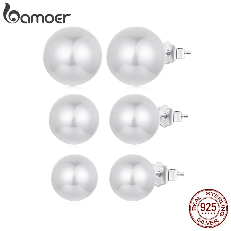 925 Sterling Silver Faux Pearl Earrings Studs, Hypoallergenic Earrings Lightweight Bridal Wedding Jewelry for Women