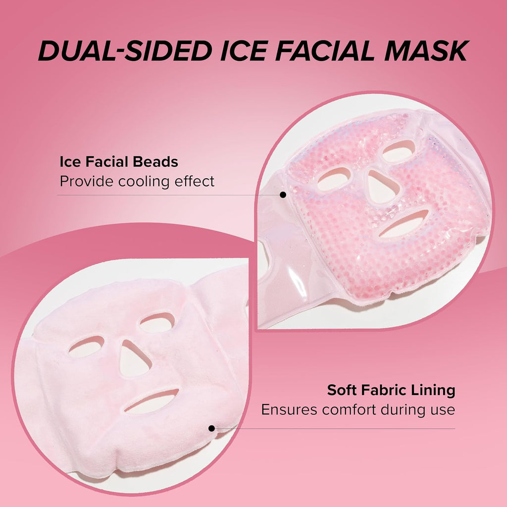 SKIN GYM Cryochill Ice Beaded Face Mask – Reusable Cooling Cryo Face Mask for Puffiness & Headache Relief, Gel Bead Ice Mask for Face, Depuffing Cold Face Mask for Skincare