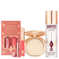 Charlotte Tilbury Holiday Kit - Airbrush Flawless Setting Spray + Airbrush Flawless Finish + Icon Baby Lip Duo - Hydrating Mist & Pressed Setting Powder Kit with Pink Lipstick Gloss Set