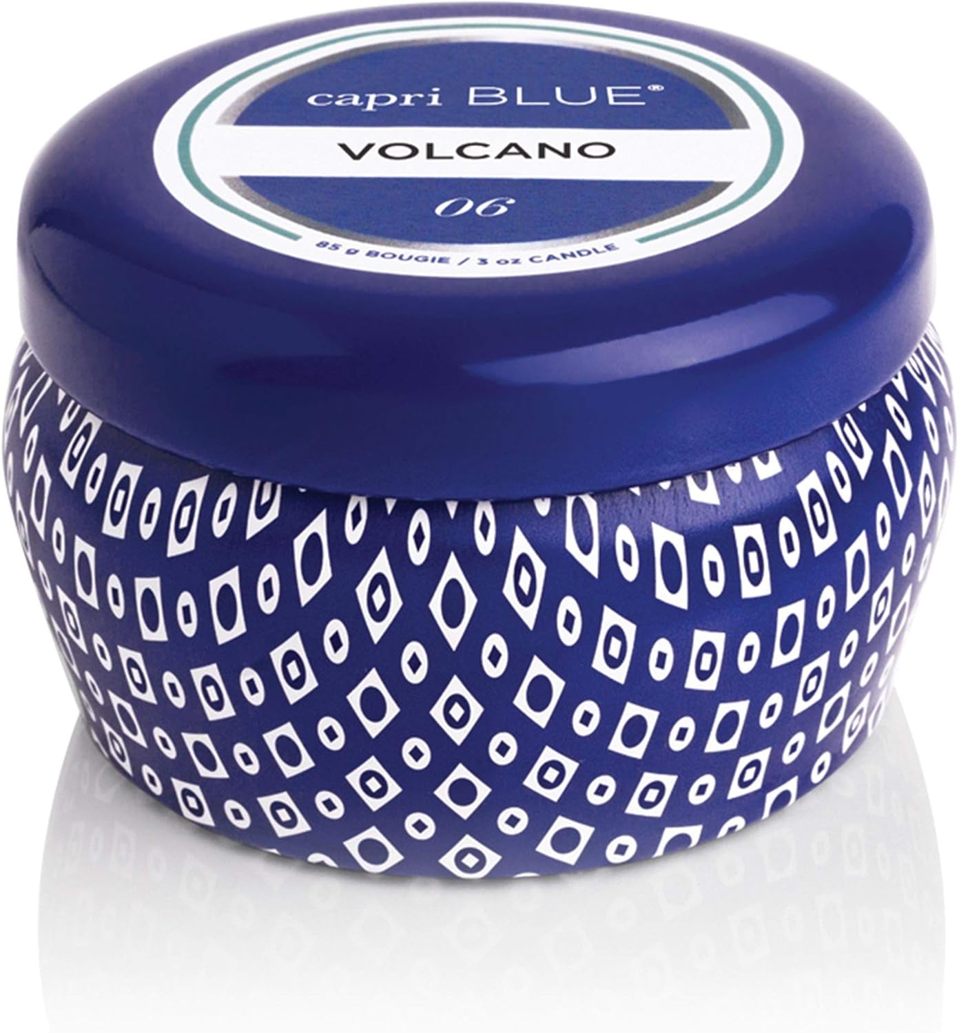Capri Blue Volcano Scented Mini Tin Jar Candle - Luxury Candles for Home Scented with Tropical Fruit & Sugared Citrus - Soy Candle Wax Blend (Blue, 3 Oz)