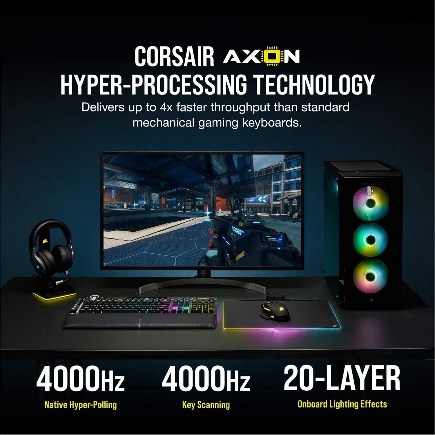 Corsair K100 RGB Optical-Mechanical Wired Gaming Keyboard - QWERTY US Layout, OPX Switches - PBT Double-Shot Keycaps - Elgato Stream Deck and Icue Compatible - Black