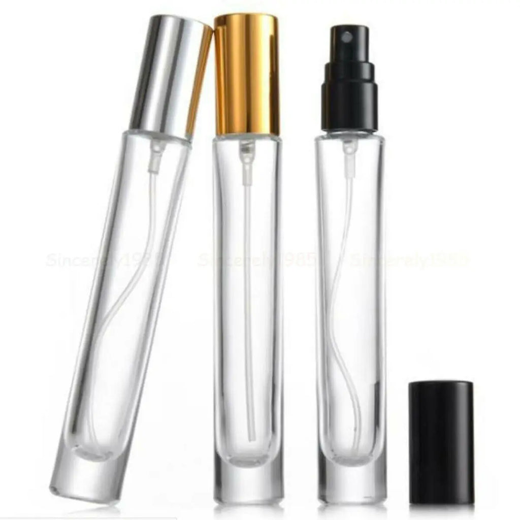 3X 10X 10ML Clear round Thick Glass Perfume Oil Bottles Spray Atomizer Empty Sample Vial Refillable Sprayer Flacon High Grade