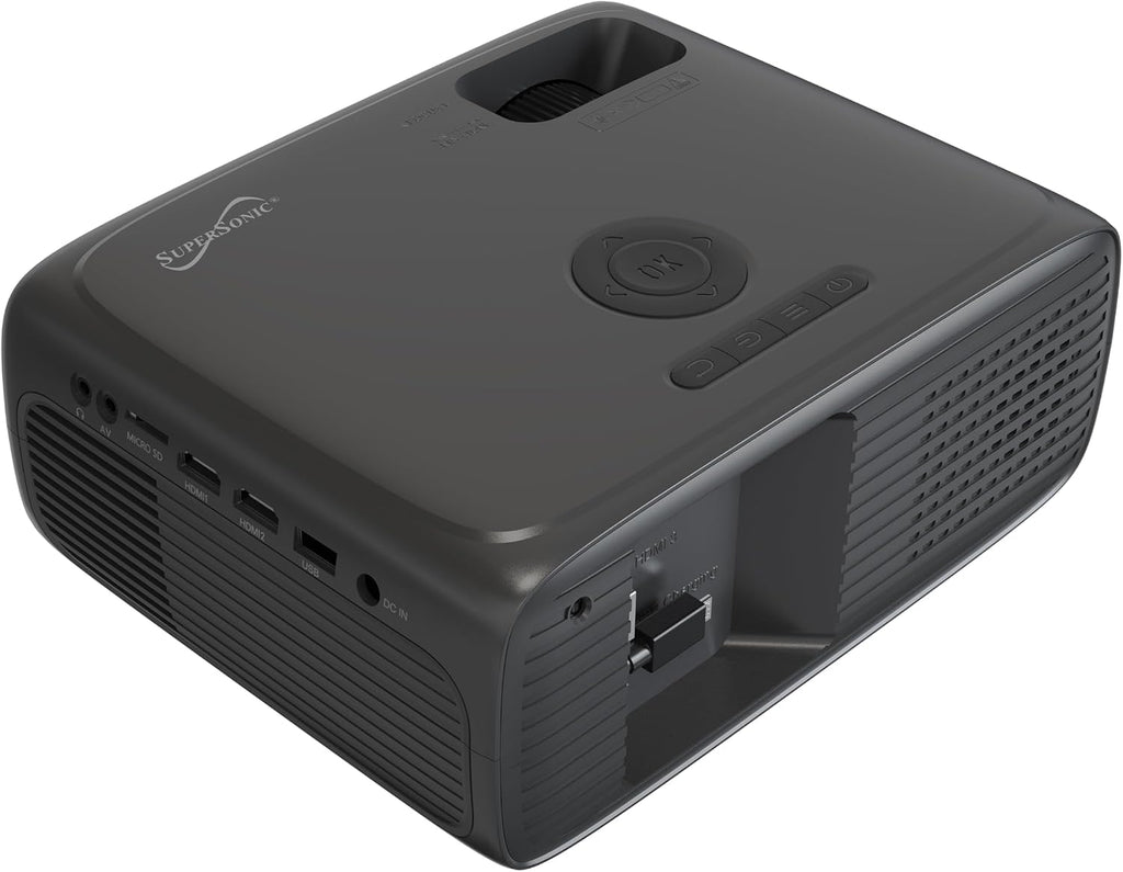 SC-282P KIT Full HD 1080P LED PROJECTOR with Bluetooth 150" Display, 3×HDMI, USB/SD, Keystone, Built-In Speaker, Includes 100" Screen, Tripod, HDMI & AV Cables – Home Theater Bundle