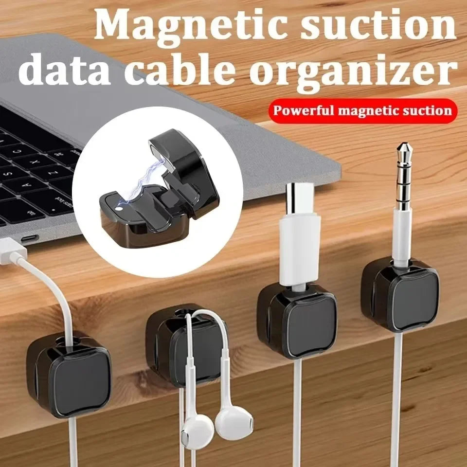 Magnetic Phone Cable Clips Cable Smooth Adjustable Cord Holder under Desk Management Wire Keeper Cable Organizer Clips Holder