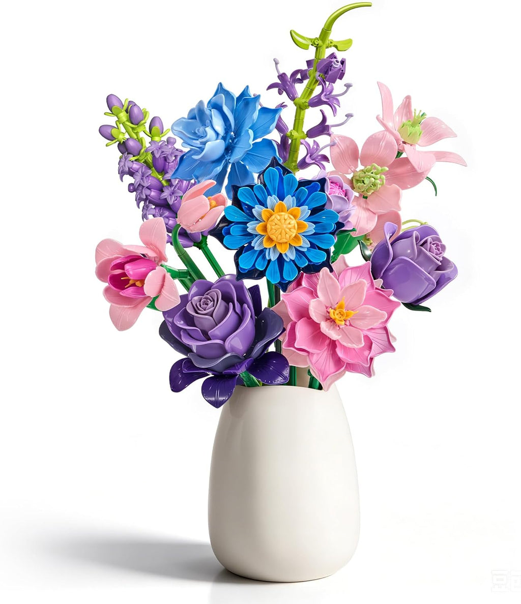 Impressionist Water Lily Flowers Bouquet Building Set for Adults, Artificial Flower Compatible with Lego Flowers Botanicals, Christmas Valentine'S Mother'S Day Birthday Gift for Her Women Girl
