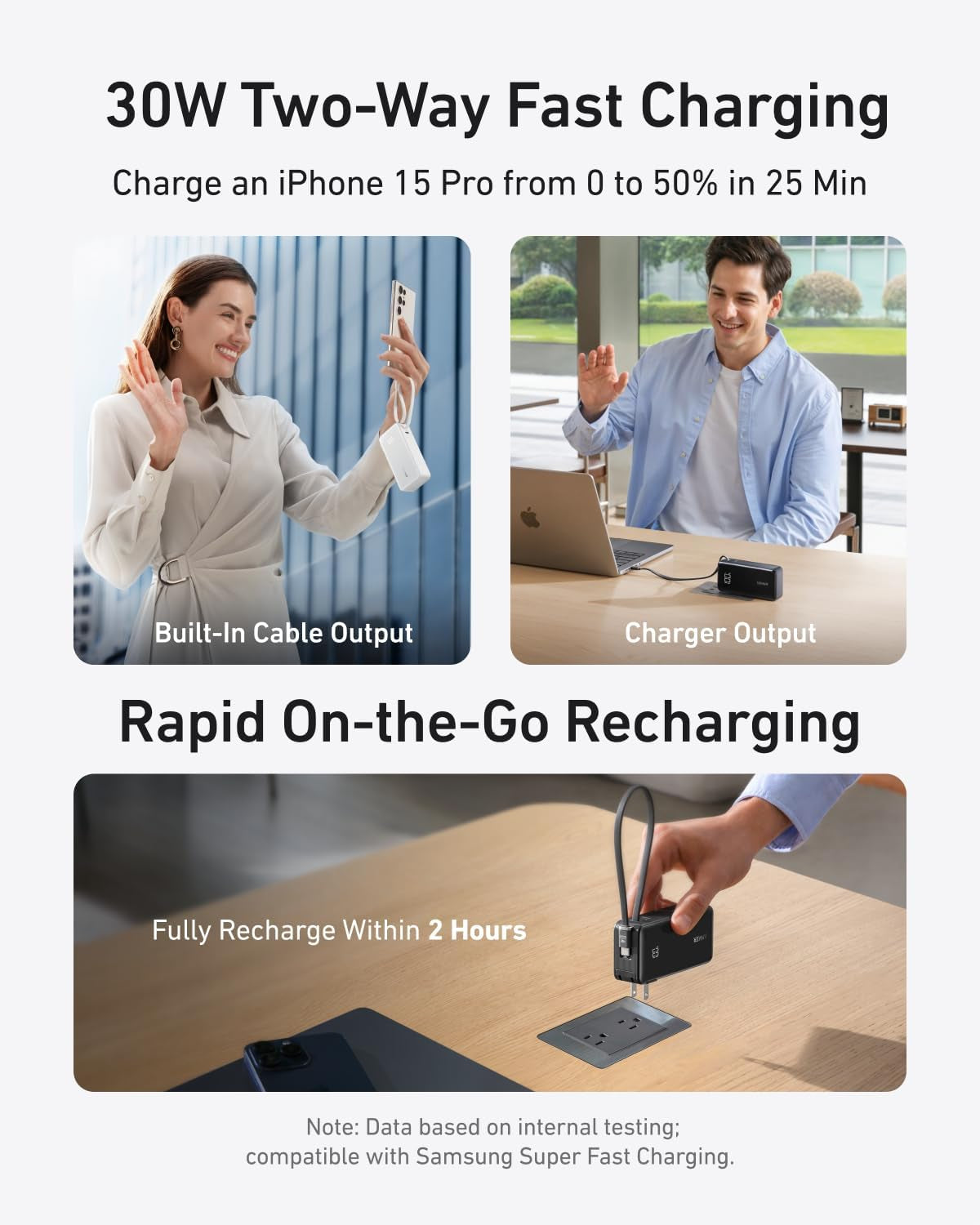 Anker Nano 3-In-1 Portable Iphone Charger, 10,000Mah Power Bank with Built-In USB-C Cable and Foldable Wall Plug, 30W Max Battery Pack, Travel Essentials for Iphone 17/16/15 Series (Blue)
