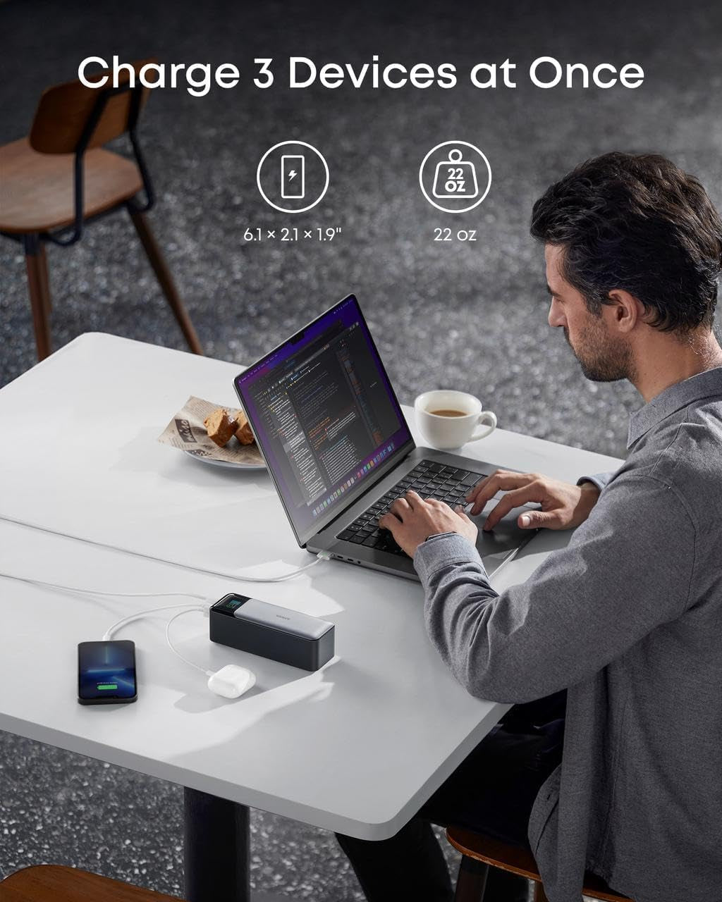 Anker 737 Power Bank, 140W 24,000Mah 3-Port Laptop Charger, Smart Display | Fast Multi-Device Charging, for Iphone 16 / 15 / 14 Series, Vision Pro, Samsung, Macbook, and More