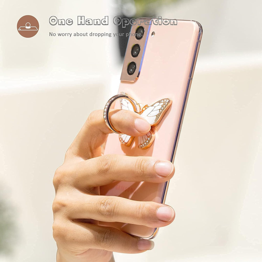 Doflyesky Butterfly Cell Phone Ring Grip Holder, 360 Degrees Rotation Phone Ring Grip Stand, Metal Finger Kickstand Compatible with Iphone, Samsung Galaxy, Android Phone