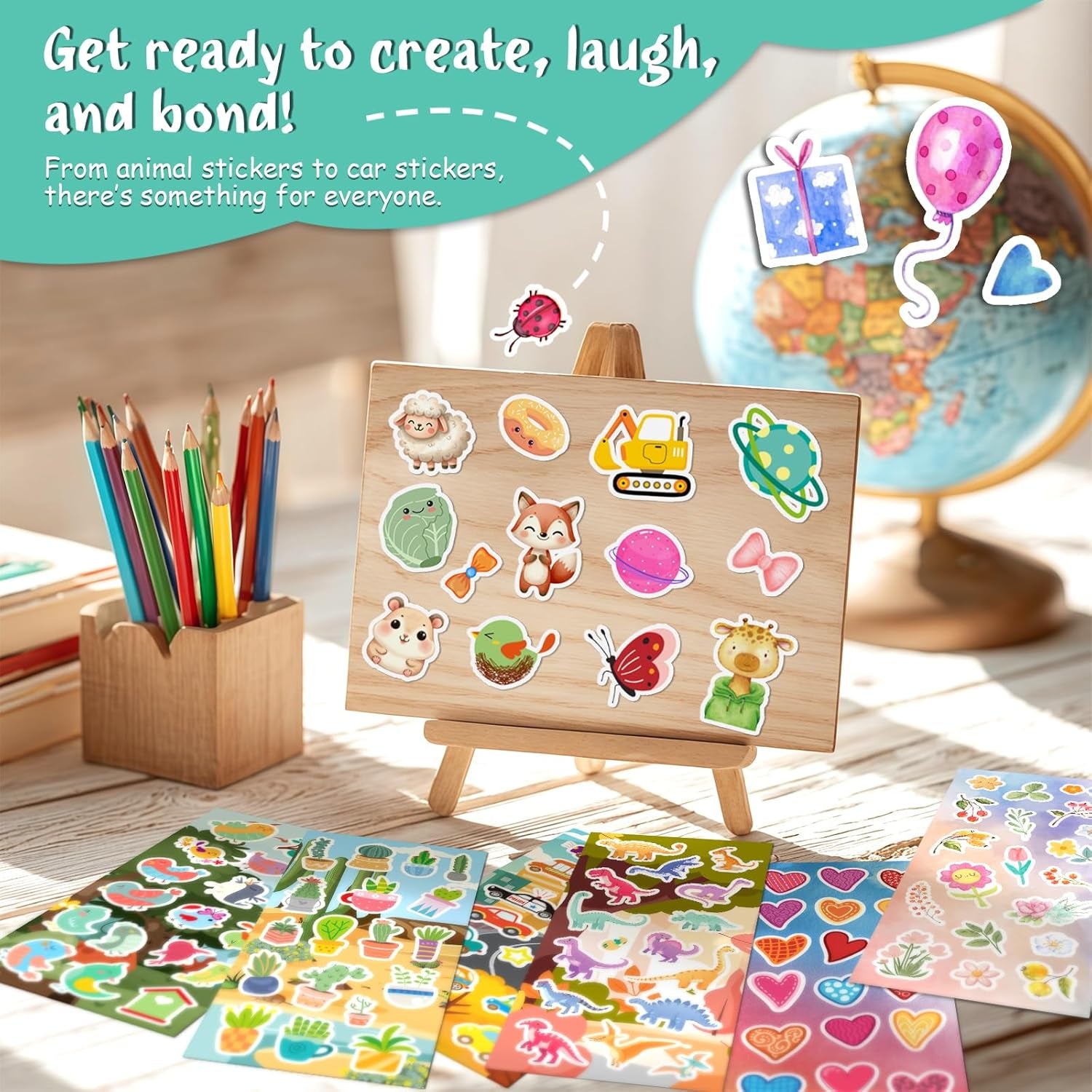 800 Stickers for Kids, Cute Stickers for Kids Classroom, Including Dinosaur,Animal, Fruits,Ocean,Space,Cats and More,Scrapbooking for Toddlers 2-4 Years