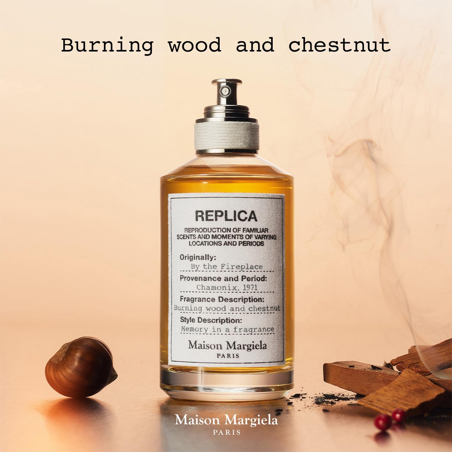 Maison Margiela - Replica - by the Fireplace Eau De Toilette - Warm & Spicy Fragrance - with Chestnut, Wood & Vanilla